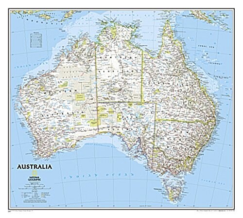 National Geographic Australia Wall Map - Classic (30.25 X 27 In) (Not Folded, 2019)