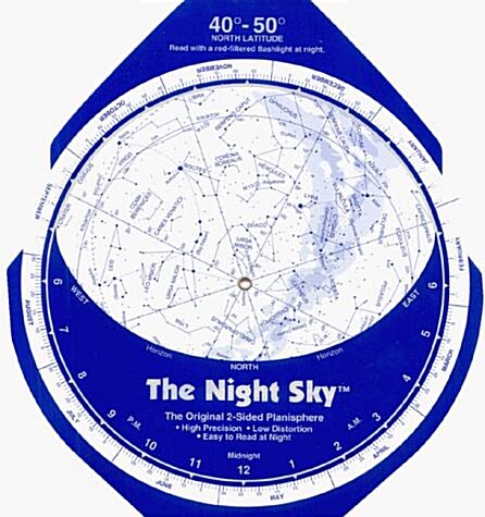 The Night Sky 40°-50° (Large) Star Finder (Map, Large Plastic 40-50 degree Edition)