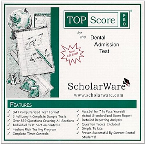 Dental Admission Test (DAT) Computerized Sample Tests and Guide, TopScore Pro for the DAT (CD-ROM)