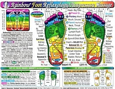Rainbow FOOT Reflexology/ Acupressure Massage Chart (Cards)