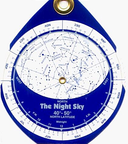 The Night Sky 40°-50° (Small) Star Finder (Map, Small Plastic 40-50 degrees North)