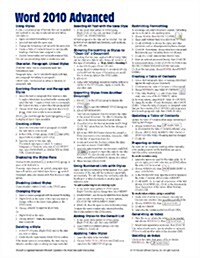 Microsoft Word 2010 Advanced Quick Reference Guide (Cheat Sheet of Instructions, Tips & Shortcuts - Laminated Card) (Pamphlet)