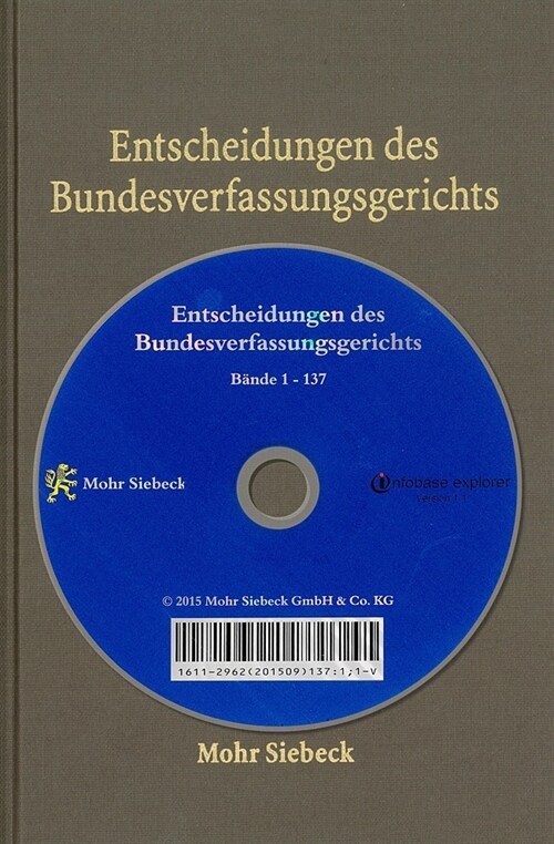 Entscheidungen Des Bundesverfassungsgerichts (Bverfge): Update CD-ROM Und Gebundener Band -Einzelplatzversion (Hardcover)