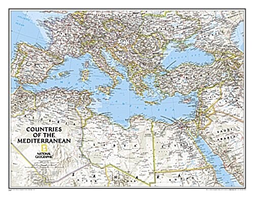 National Geographic Countries of the Mediterranean Wall Map - Classic - Laminated (30.25 X 23.5 In) (Not Folded, 2016)