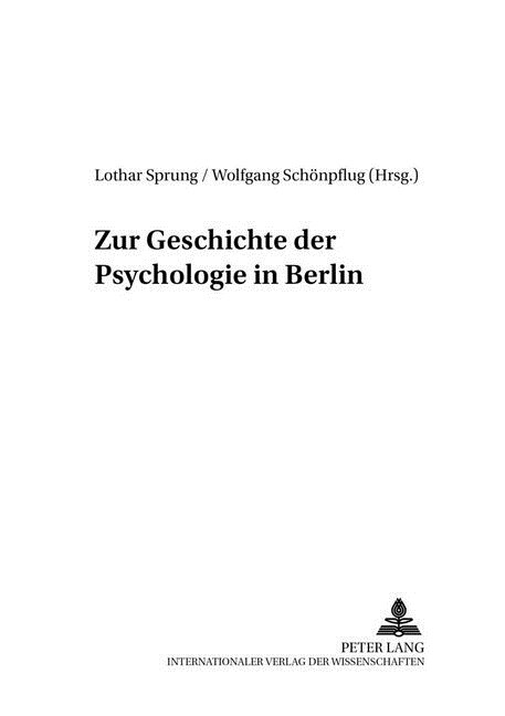 Zur Geschichte Der Psychologie in Berlin: Zweite, Erweiterte Auflage (Paperback, 2, Revised)