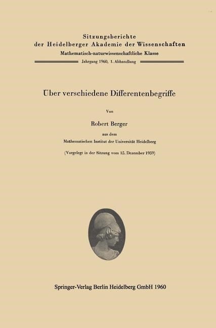 ?er Verschiedene Differentenbegriffe (Paperback, 1960)