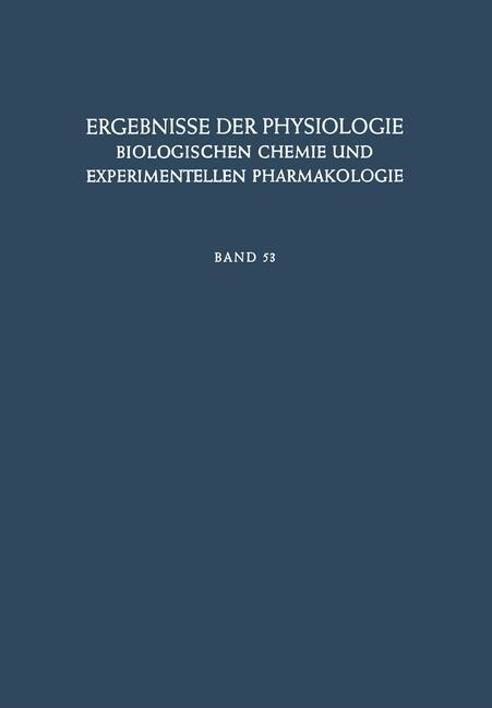 Ergebnisse Der Physiologie, Biologischen Chemie Und Experimentellen Pharmakologie (Paperback, Softcover Repri)