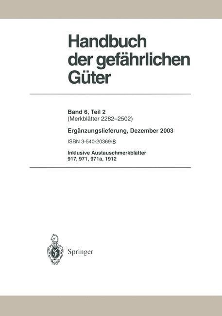 Handbuch Der Gef?rlichen G?er (Paperback, 2004)