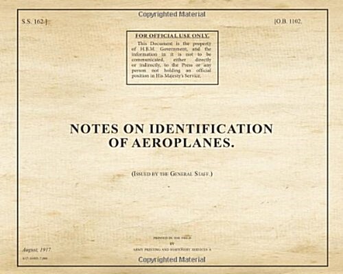 Notes on Identification of Aeroplanes (Paperback)