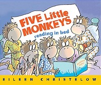 Five little monkeys reading in bed