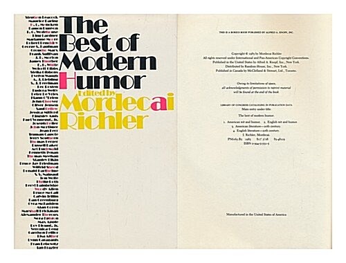 Best of Modern Humor (Hardcover, 1st)