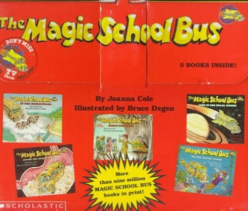 The Magic School Bus 5 books inside Briefcase At the Waterworks, Lost in the Solar System, Inside the Human Body, Inside the Earth, On the Ocean Floor (Paperback)