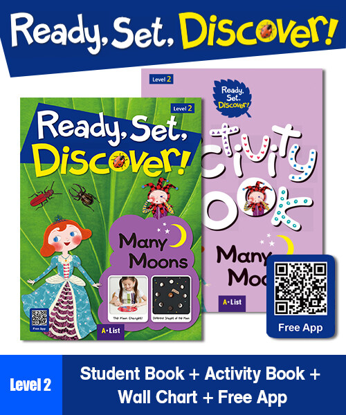 [중고] Pack-Ready, Set, Discover ! 2 : Many Moons (SB+Multi CD+AB+Wall Chart) (Student Book + App QR + Workbook + Wall Chart)