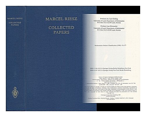 Marcel Riesz Collected Papers (Hardcover)