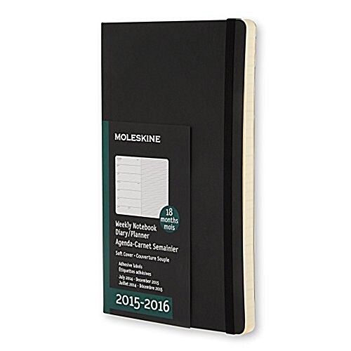 Moleskine 2015-2016 Weekly Notebook, 18m, Large, Black, Soft Cover (5 X 8.25) (Desk)