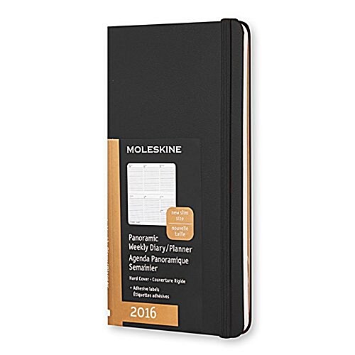 Moleskine 2016 Panoramic Weekly Planner, 12m, Slim, Black, Hard Cover (3.25 X 6) (Desk)