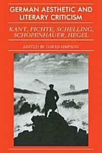 German Aesthetic Literary Criticism (Paperback)