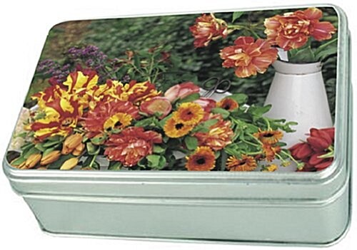 Country Flowers Tinbox : Red and Orange Flowers (Cards)