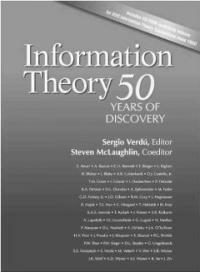 Information theory : 50 years of discovery