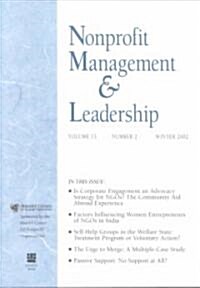 Nonprofit Management & Leadership, Volume 13, Numb Er 2, Winter 2002 (Paperback)