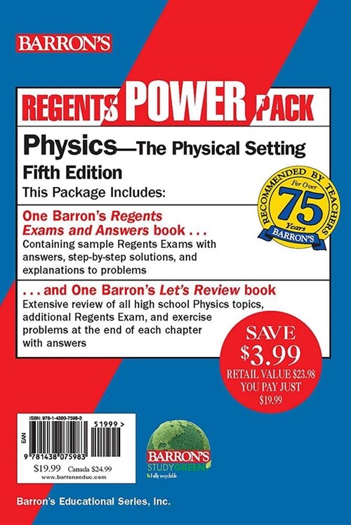 Regents Physics Power Pack: Lets Review Physics + Regents Exams and Answers: Physics (Paperback, 5)