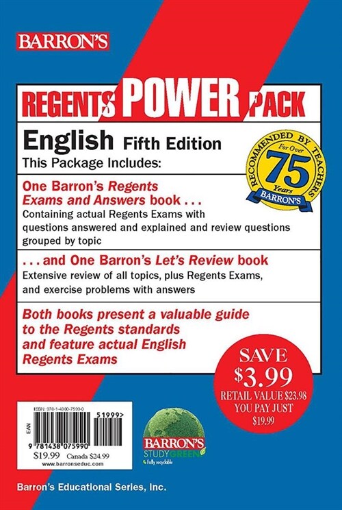 Regents English Power Pack: Lets Review English + Regents Exams and Answers: English (Paperback, 5)