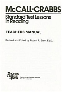 McCall-Crabbs Standard Test Lessons in Reading, Teachers Manual/Answer Key (Paperback, Revised)
