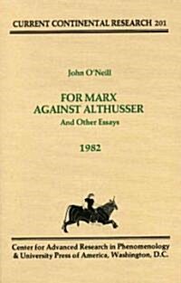 For Marx Against Althusser: And Other Essays, Current Continental Research (Paperback)