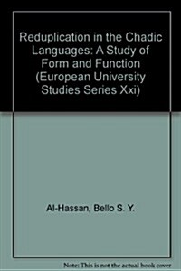 Reduplication in the Chadic Languages: A Study of Form and Function (Paperback)