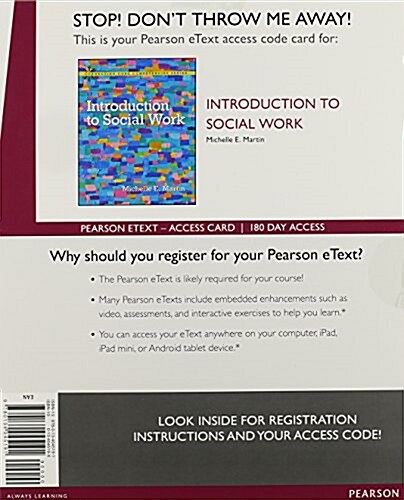 Introduction to Social Work Enhanced Pearson Etext Access Card (Pass Code)