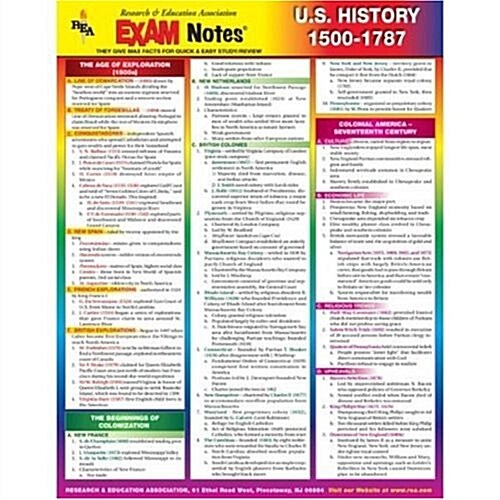 United States History 1500-1787 Exam Notes (Paperback, LAM)