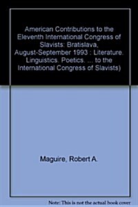 American Contributions to the Eleventh International Congress of Slavists (Hardcover)