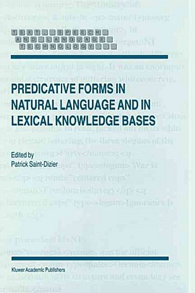 Predicative Forms in Natural Language and in Lexical Knowledge Bases (Hardcover)