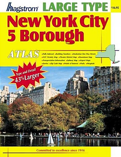 Hagstrom New York City 5 Borough Atlas (Paperback, 2nd, Spiral, Large Print)