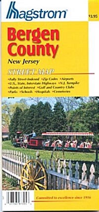 Hagstrom Bergen County New Jersey Street Map (Paperback, Revised)