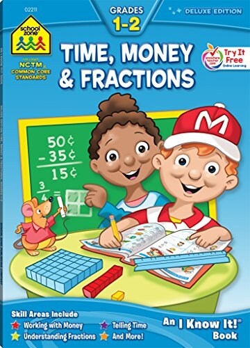 School Zone Time, Money & Fractions Grades 1-2 Workbook (Paperback)