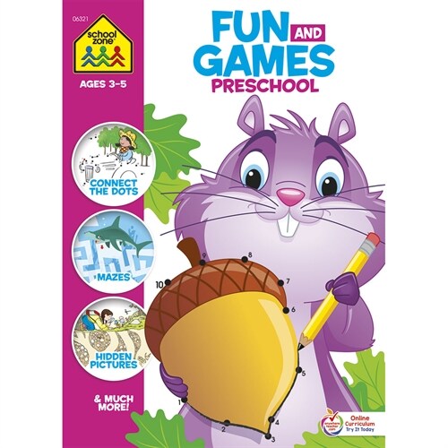 School Zone Fun and Games Preschool Activity Workbook (Paperback)