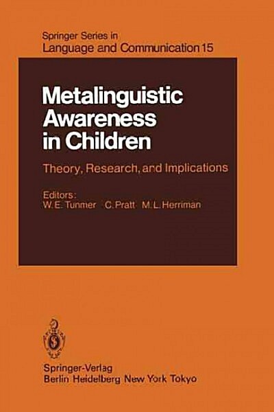 Metalinguistic Awareness in Children: Theory, Research, and Implications (Paperback, Softcover Repri)