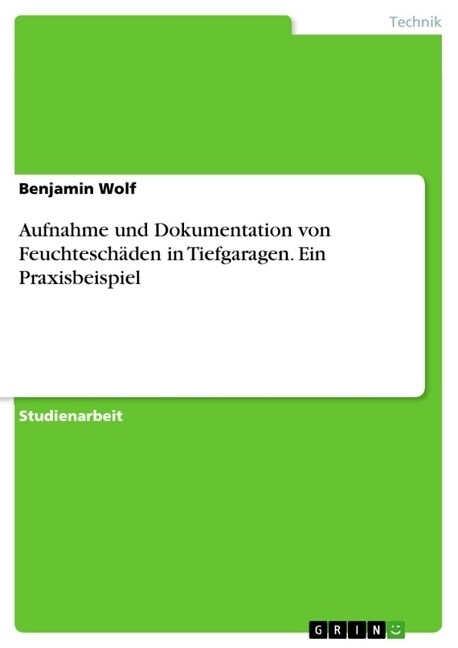 Aufnahme und Dokumentation von Feuchtesch?en in Tiefgaragen. Ein Praxisbeispiel (Paperback)