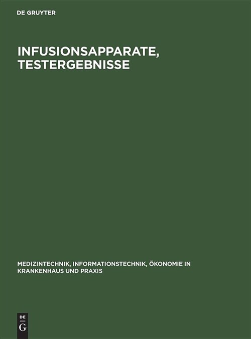 Infusionsapparate, Testergebnisse (Hardcover, Reprint 2019)