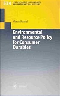 Environmental and Resource Policy for Consumer Durables (Paperback)