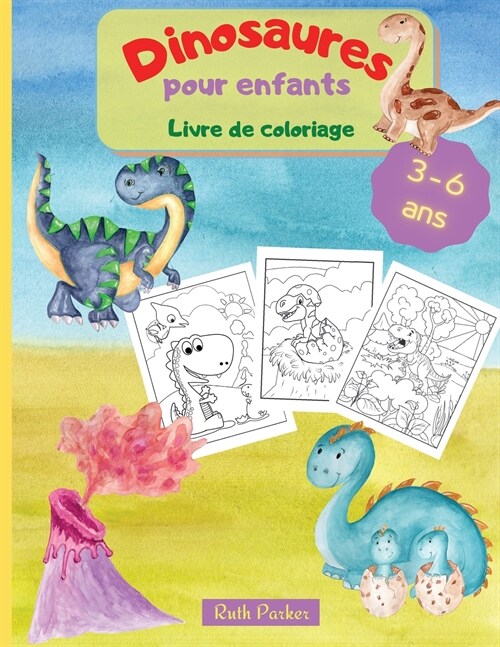 Dinosaures pour enfants - Livre de coloriage: Un livre de coloriage amusant pour les enfants avec 35 grandes pages ?colorier et des informations sur (Paperback)