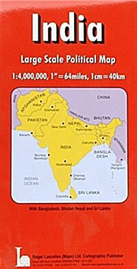 India with Bangladesh/ Bhutan/ Nepal/ Pakistan and Sri Lanka (Sheet Map, folded)