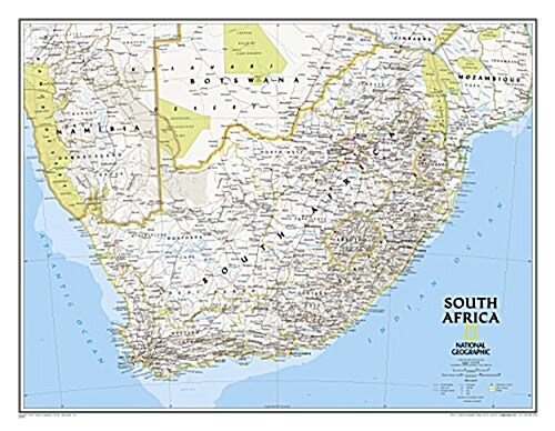 National Geographic South Africa Wall Map - Classic (30.25 X 23.5 In) (Not Folded, 2017)