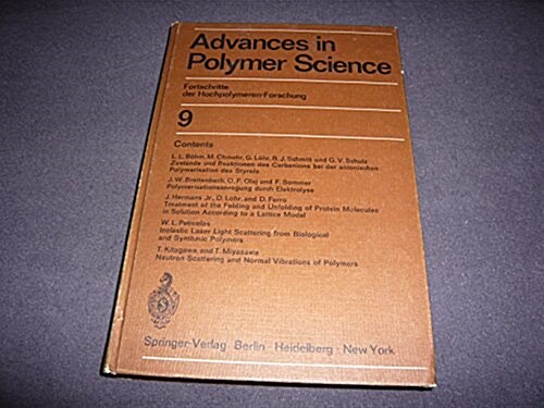 Advances in Polymer Science: Fortschritte Der Hochpolymeren-Forschung (Hardcover)