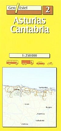 02 : Asturias / Cantabria Road Map 1:250, 000 (Sheet Map, Rev ed)