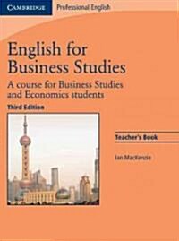 English for Business Studies Teachers Book : A Course for Business Studies and Economics Students (Paperback, 3 Revised edition)