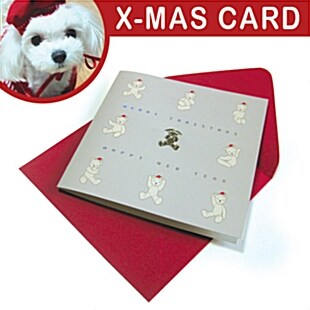 [크리스마스 북마크 카드] 산타모자 곰 - 성탄절카드와 책갈피를 한번에!