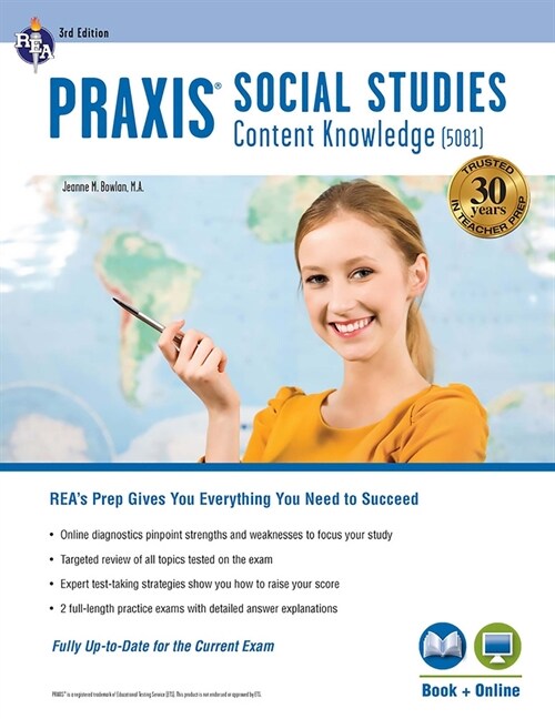 PRAXIS Social Studies Content Knowledge (5081): Book + Online (Paperback, 3, Revised)