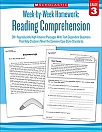 Week-By-Week Homework: Reading Comprehension Grade 3: 30 Passages - Text-Based Questions - Meets Core Standards (Paperback)